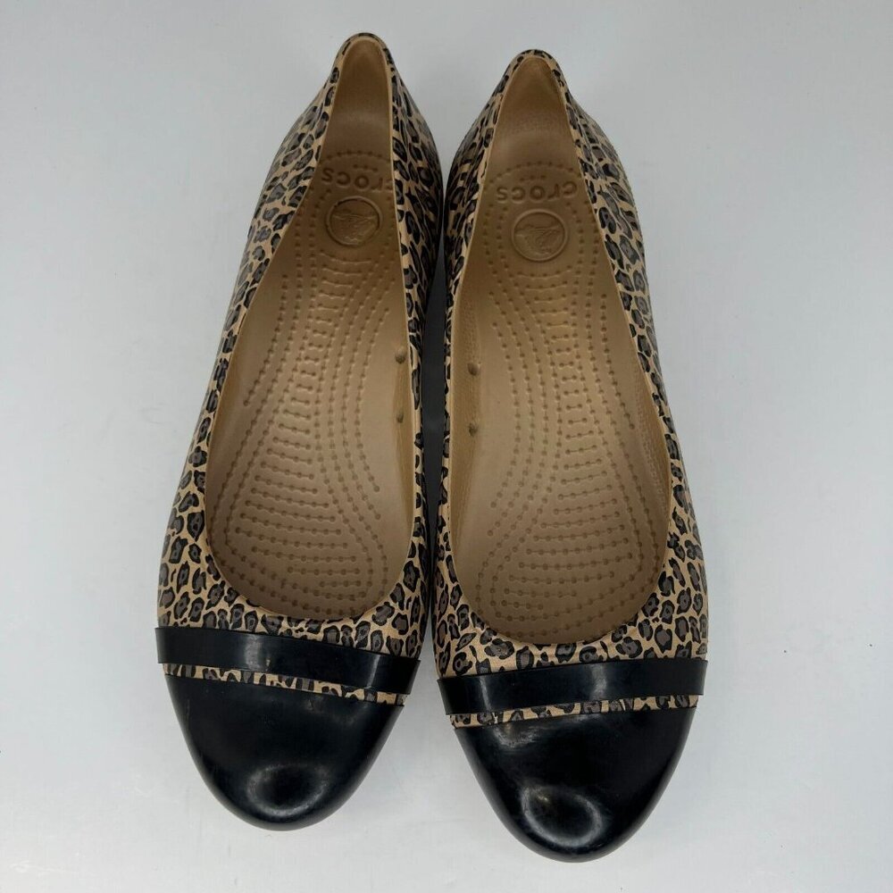 Crocs Womens Multicolor Cap Toe Leopard Print  Size 8 Slip On Flat Shoes - Picture 4 of 9